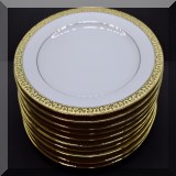 P55. 10 White and gold Royal Gallery Buffet luncheon plates. - $38 